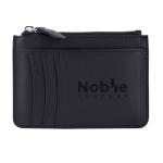 Portefeuille-porte-cartes en cuir noir avec fermeture éclair centrale couleur noir cinquième vue