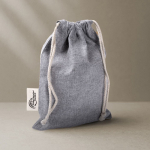 Sac en coton et polyester recyclé avec fermeture à cordons 120 g/m2 couleur gris vue détail 3