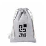 Sac en coton et polyester recyclé avec fermeture à cordons 120 g/m2 couleur gris avec zone d'impression