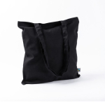 Sac en coton Fairtrade à longues anses capacité 6kg 140 g/m2 couleur noir deuxième vue
