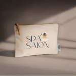 Trousse rectangulaire en coton bio avec certification GOTS couleur naturel vue détail 4