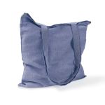 Tote bag en coton et polyester avec longues anses 120 g/m2 couleur bleu troisième vue