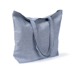 Tote bag en coton et polyester avec longues anses 220 g/m2 couleur bleu troisième vue