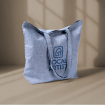 Tote bag en coton et polyester avec longues anses 220 g/m2 couleur bleu cinquième vue