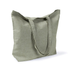 Tote bag en coton et polyester avec longues anses 220 g/m2 couleur vert foncé troisième vue