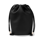 Trousse type sac en cuir synthétique avec fermeture à cordons couleur noir deuxième vue