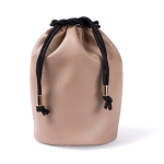 Trousse type sac en cuir synthétique avec fermeture à cordons couleur beige première vue