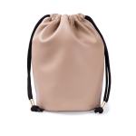 Trousse type sac en cuir synthétique avec fermeture à cordons couleur beige deuxième vue