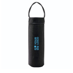Housse isotherme noire pour bouteille avec poignée de transport couleur noir avec zone d'impression