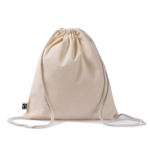 Sac à dos cordons en coton Fairtrade 140 g/m2 couleur naturel première vue
