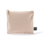 Trousse plate en coton Fairtrade avec tirette assortie 220 g/m2 couleur naturel première vue