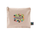 Trousse plate en coton Fairtrade avec tirette assortie 220 g/m2 couleur naturel vue détail 4