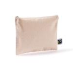 Trousse plate en coton Fairtrade avec tirette assortie 220 g/m2 couleur naturel deuxième vue
