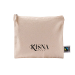 Trousse plate en coton Fairtrade avec tirette assortie 220 g/m2 couleur naturel cinquième vue
