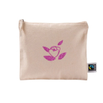 Trousse plate en coton Fairtrade avec tirette assortie 220 g/m2 couleur naturel vue détail 2