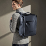 Sac à dos de travail pour ordinateur portable en cuir synthétique 15'' couleur bleu marine vue détaillée