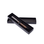 Stylo élégant en bois à mécanisme rotatif à encre bleue couleur bois foncé vue détaillée