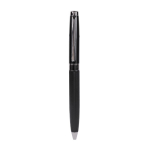 Stylo métallique avec élégant étui en cuir synthétique encre bleue couleur noir deuxième vue