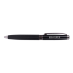 Stylo métallique avec élégant étui en cuir synthétique encre bleue couleur noir cinquième vue