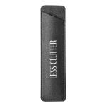 Stylo métallique avec élégant étui en cuir synthétique encre bleue couleur noir vue détaillée
