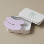 Set réutilisable de patchs pour yeux en silicone dans boîte couleur blanc vue détaillée