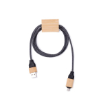Câble de charge 1m avec détail en bambou à personnaliser couleur noir première vue