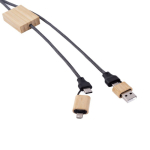 Câble de charge 1m avec détail en bambou à personnaliser couleur noir deuxième vue