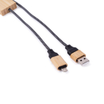 Câble de charge 1m avec détail en bambou à personnaliser couleur noir quatrième vue