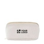 Trousse compartiment unique en polyester doux 450 g/m2 couleur naturel avec zone d'impression