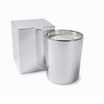 Bougie au parfum floral à 3 mèches dans un verre brillant couleur argenté deuxième vue