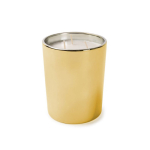 Bougie au parfum floral à 3 mèches dans un verre brillant couleur doré première vue