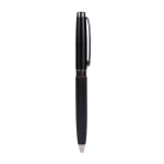 Stylo élégant en acier inoxydable avec détails chromés encre bleue couleur noir troisième vue