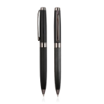 Stylo élégant en acier inoxydable avec détails chromés encre bleue couleur noir cinquième vue