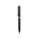 Stylo élégant en acier inoxydable avec détails chromés encre bleue couleur noir avec zone d'impression