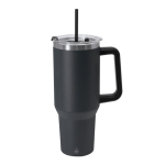 Grand mug en acier inox recyclé avec paille et ouverture 1,2 L couleur bleu marine première vue