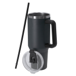 Grand mug en acier inox recyclé avec paille et ouverture 1,2 L deuxième vue
