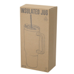 Grand mug en acier inox recyclé avec paille et ouverture 1,2 L vue avec boîte