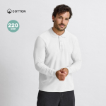 Polo unisexe blanc à manches longues en coton MKT Charlot 220 g/m²