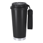 Gobelet à emporter en inox recyclé avec sangle de transport 500 ml couleur noir première vue