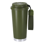 Gobelet à emporter en inox recyclé avec sangle de transport 500 ml couleur vert première vue