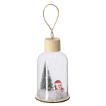 Décoration de Noël suspendue en verre avec base en bois couleur naturel première vue