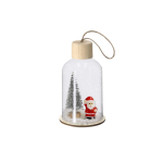 Décoration de Noël suspendue en verre avec base en bois