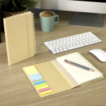 Carnet avec planificateur hebdomadaire pliable et bloc-notes A5 vue d'ambiance