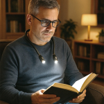 Lampe de lecture mains libres avec design ergonomique et 4 LED vue d'ambiance