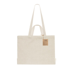 Sac en coton recyclé avec soufflet et double anse 150 g/m² couleur naturel première vue