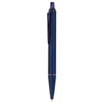 Stylo à bille en aluminium avec finition gomme, encre bleue couleur bleu marine première vue