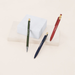 Stylo avec pointe tactile en aluminium et bambou, encre bleue vue d'ambiance