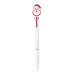 Stylo 3 couleurs avec détail de Noël en caoutchouc sur le dessus couleur rouge première vue