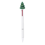 Stylo 3 couleurs avec détail de Noël en caoutchouc sur le dessus couleur vert première vue