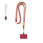 Lanyard en RPET avec accessoire pour smarphone avec détail en bambou